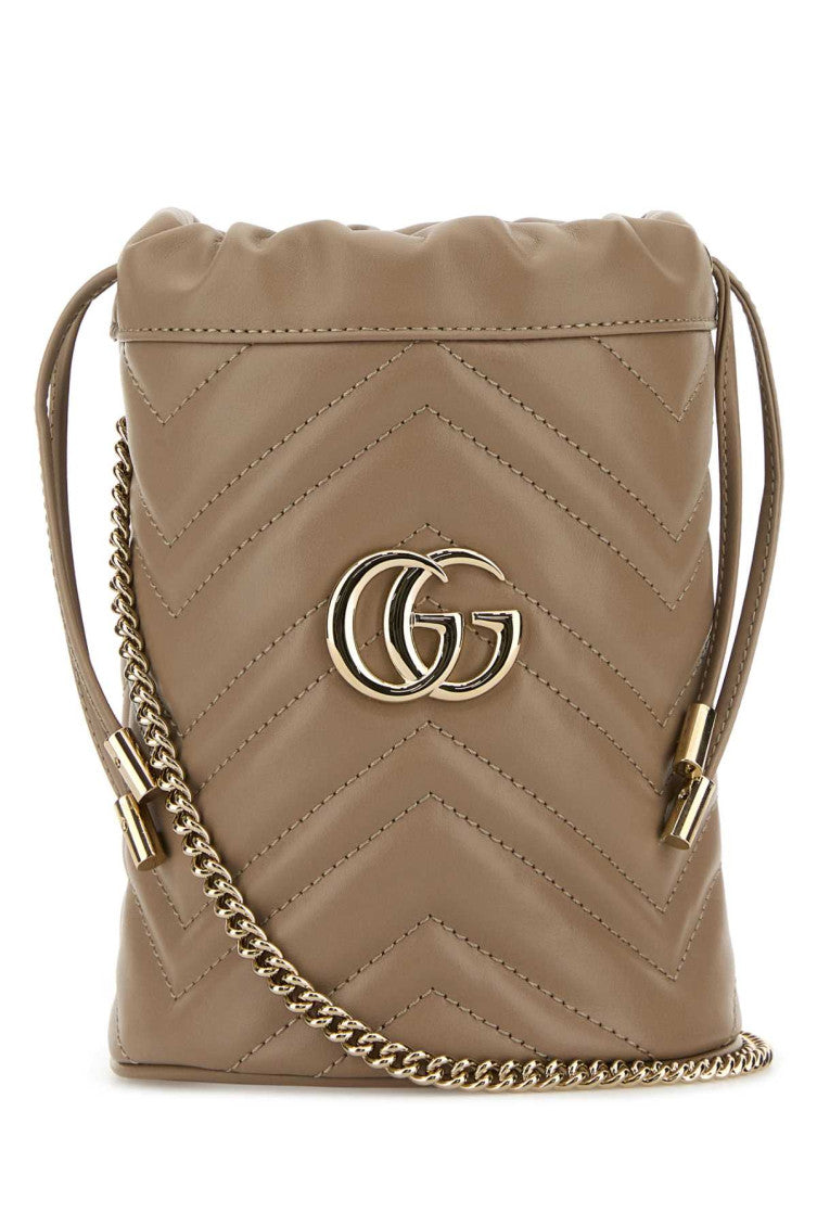 Taupe Leather Marmont Bucket Bag 1