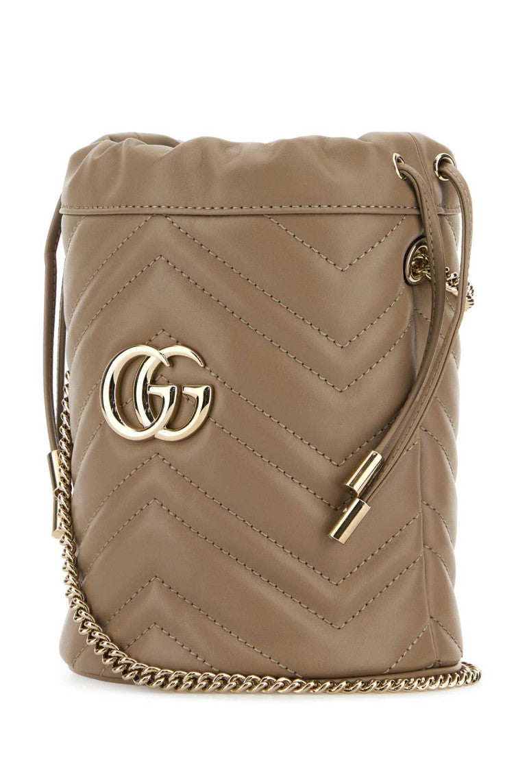 Taupe Leather Marmont Bucket Bag 2