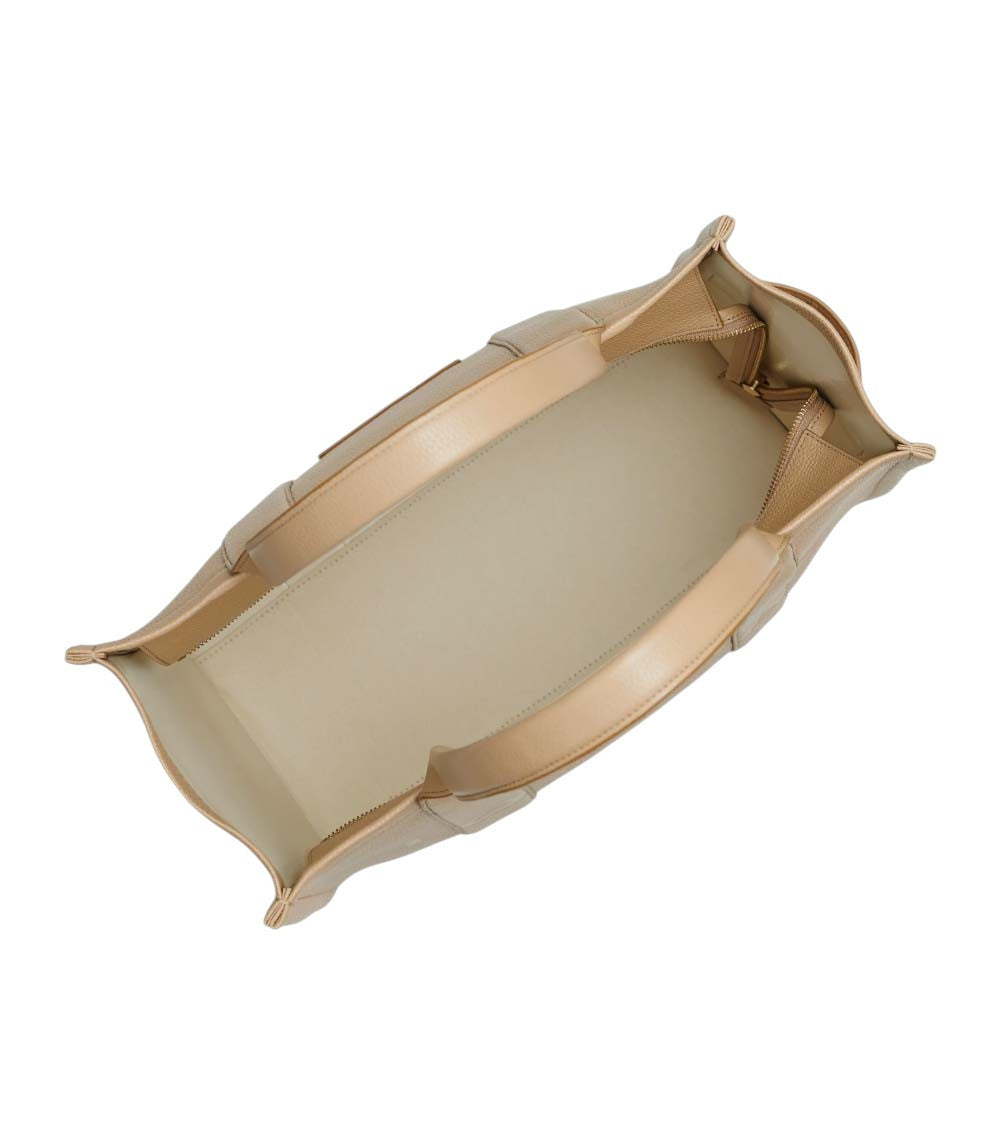 Beige The Top Zip Large Tote 4