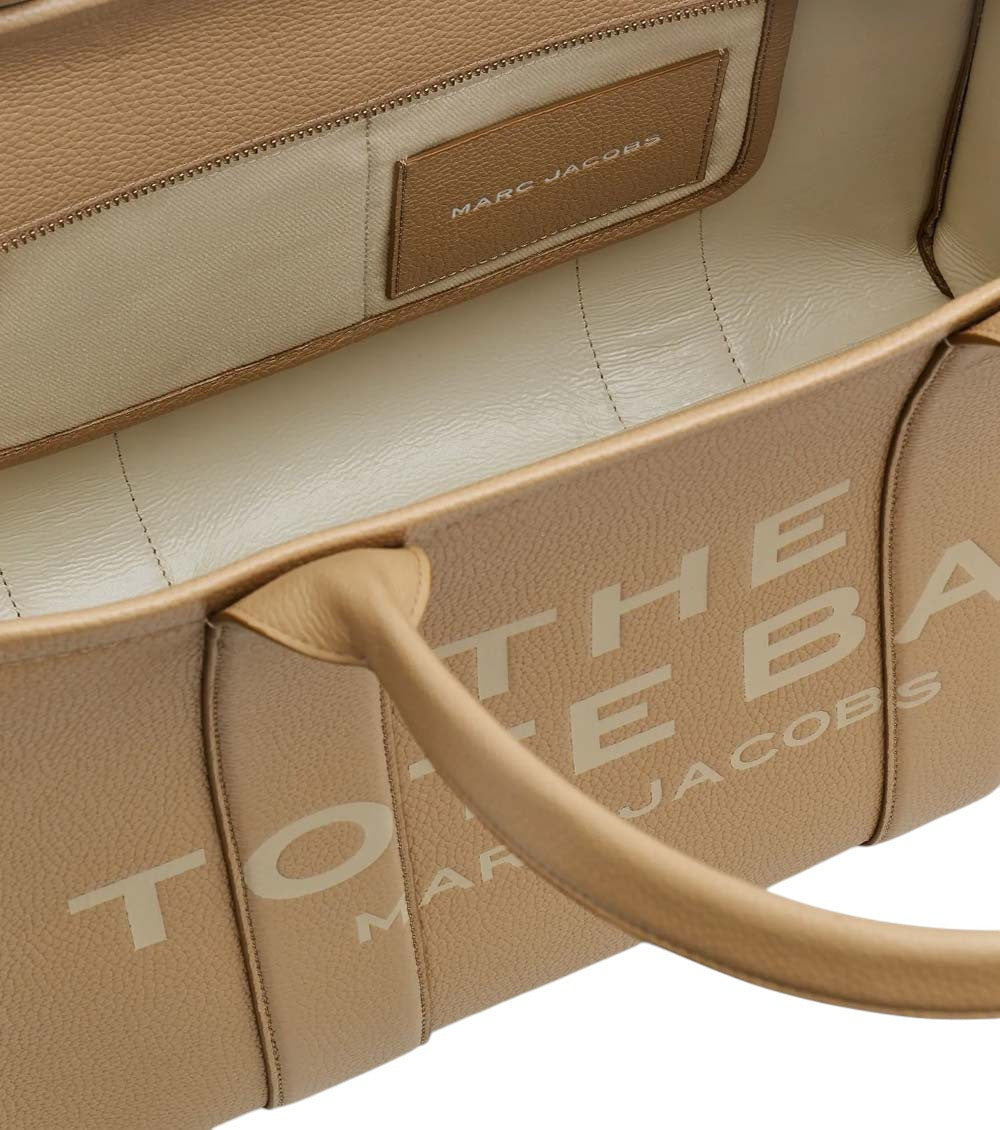 Beige The Top Zip Large Tote 5