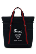 Navy Blue Printed Top Zip Tote 1