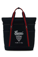 Navy Blue Printed Top Zip Tote 1