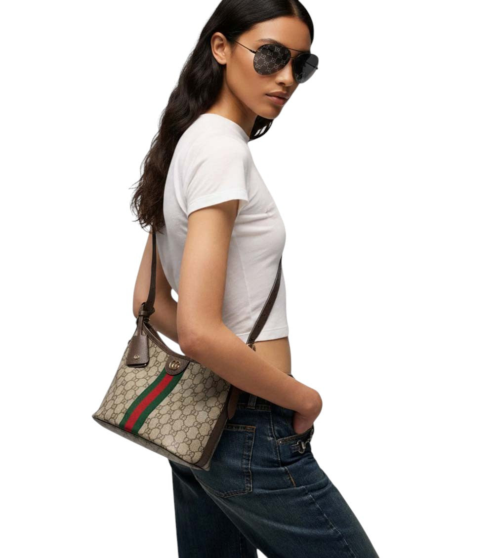 Beige Ophidia Small Shoulder Bag 6