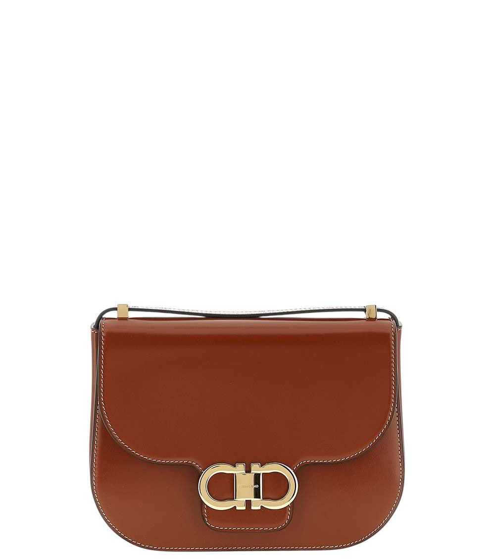 Brown Double Gancini Small Crossbody Bag 1