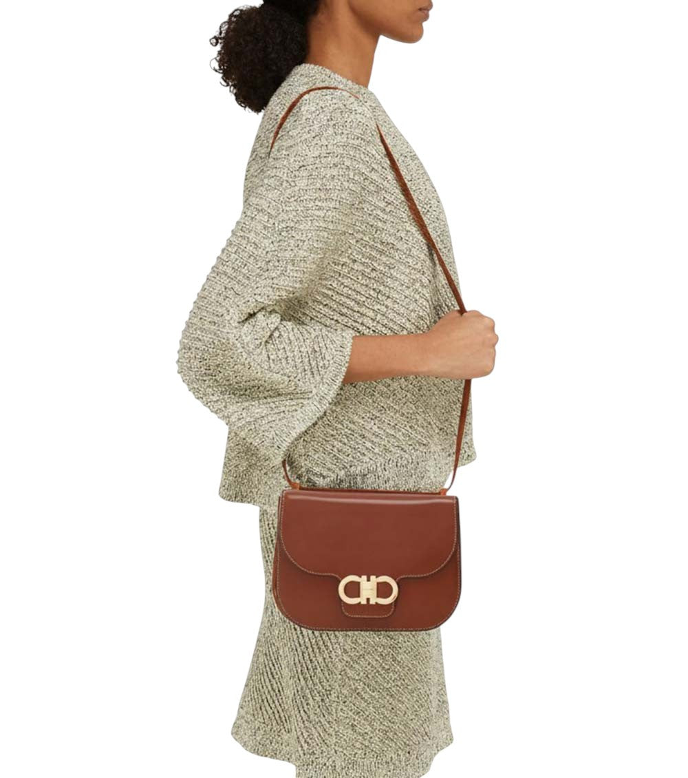 Brown Double Gancini Small Crossbody Bag 5