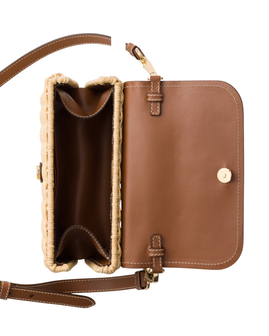 Natural/Brown Logo Small Shoulder Bag 4