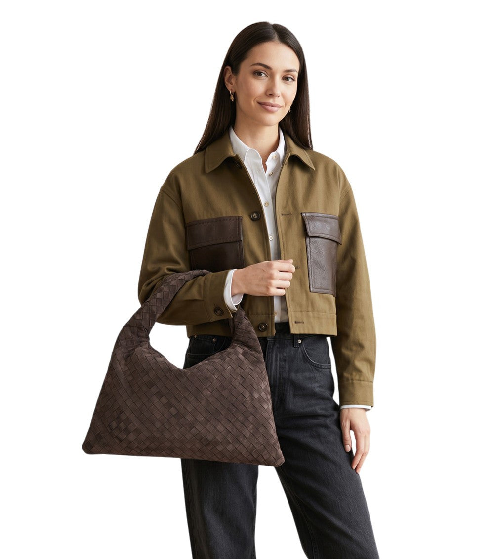 Dark Brown Intrecciato Medium Hobo 5
