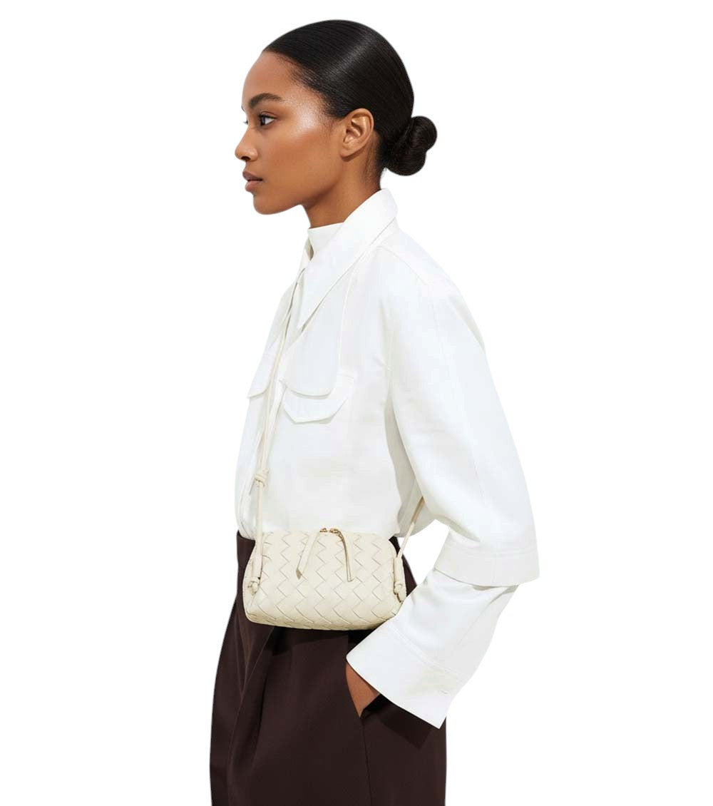 White Intrecciato Concert Mini Crossbody Bag 4