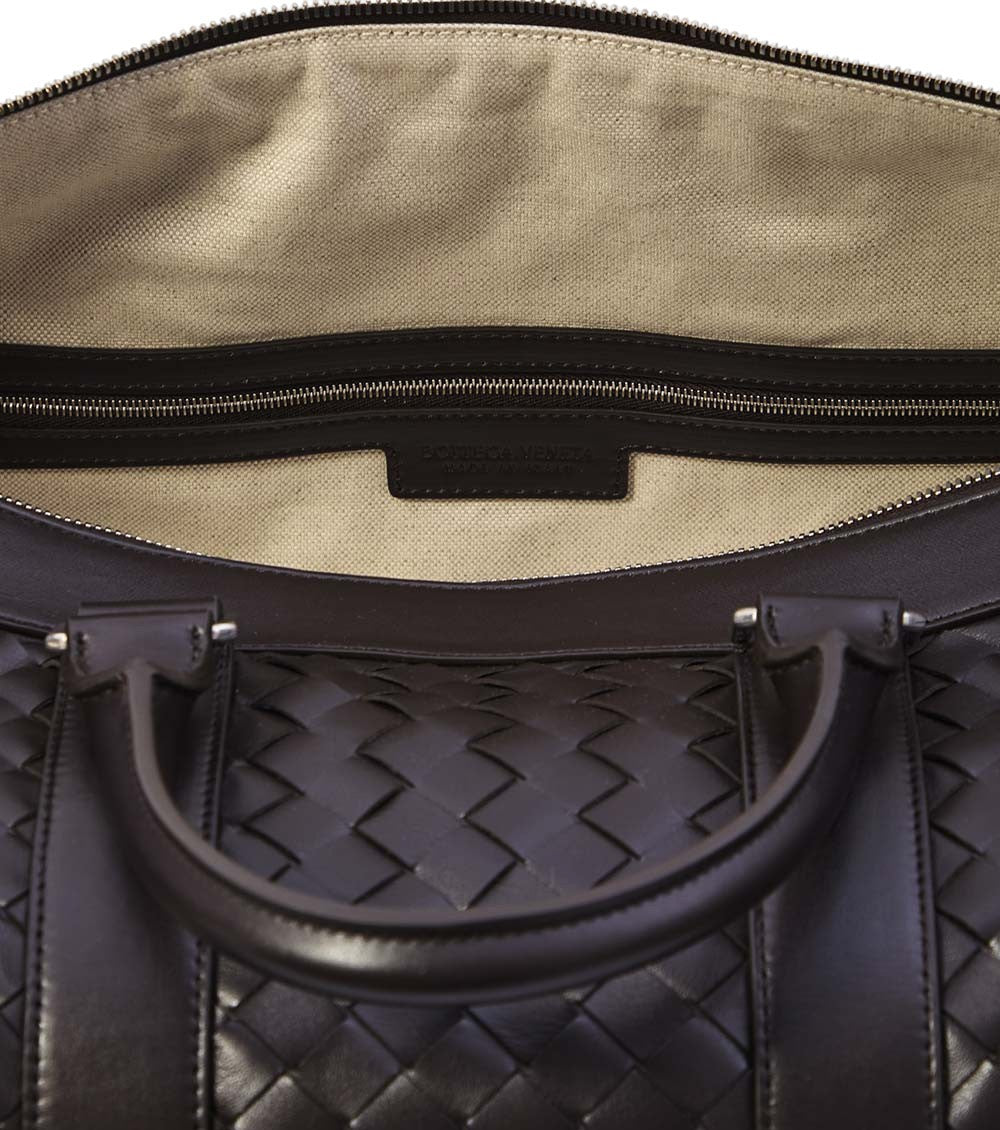 Brown Intrecciato Large Duffle Bag 5