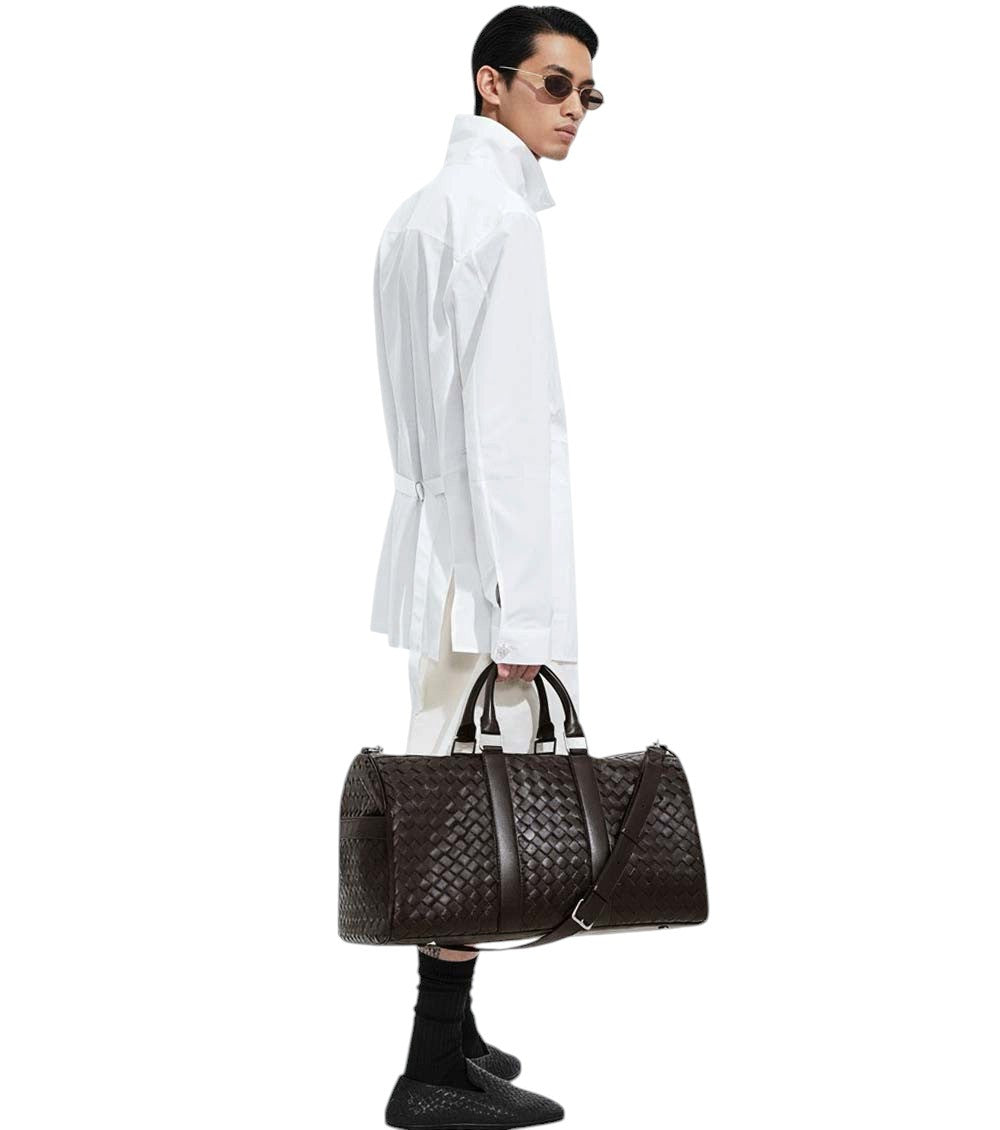 Brown Intrecciato Large Duffle Bag 6