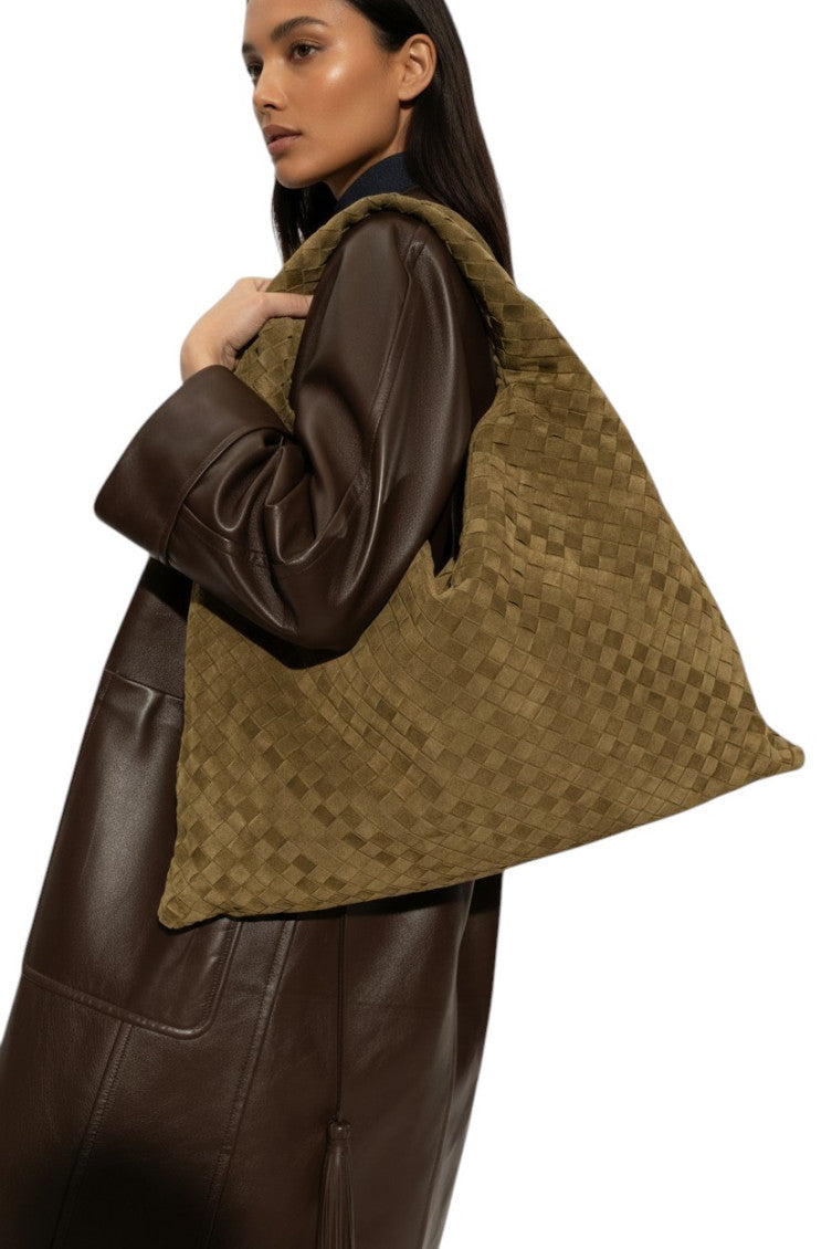 Green Intrecciato Large Shoulder Bag 5