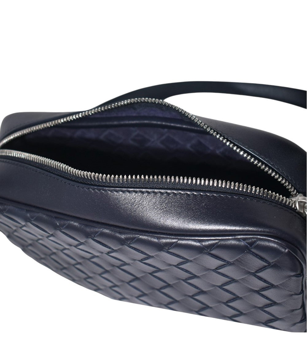 Blue Intrecciato Medium Crossbody Bag 4
