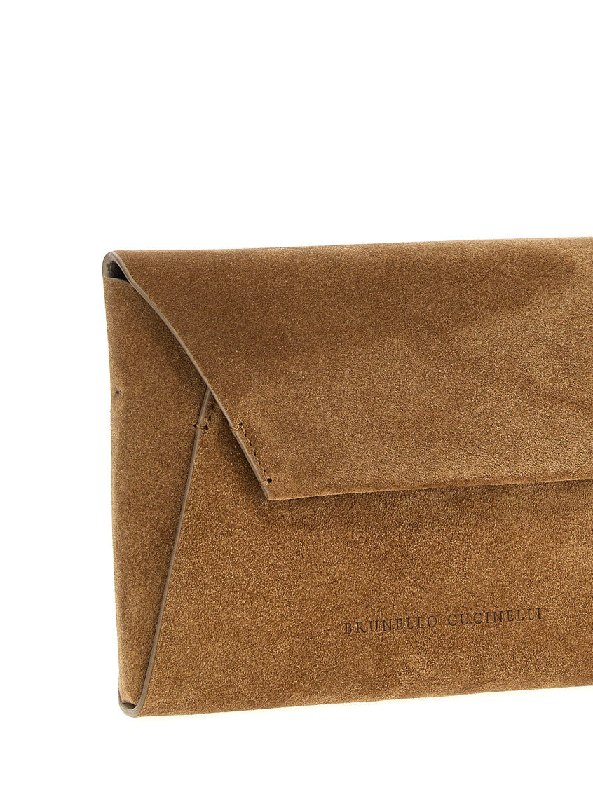 Brown Monile Suede Clutch 3