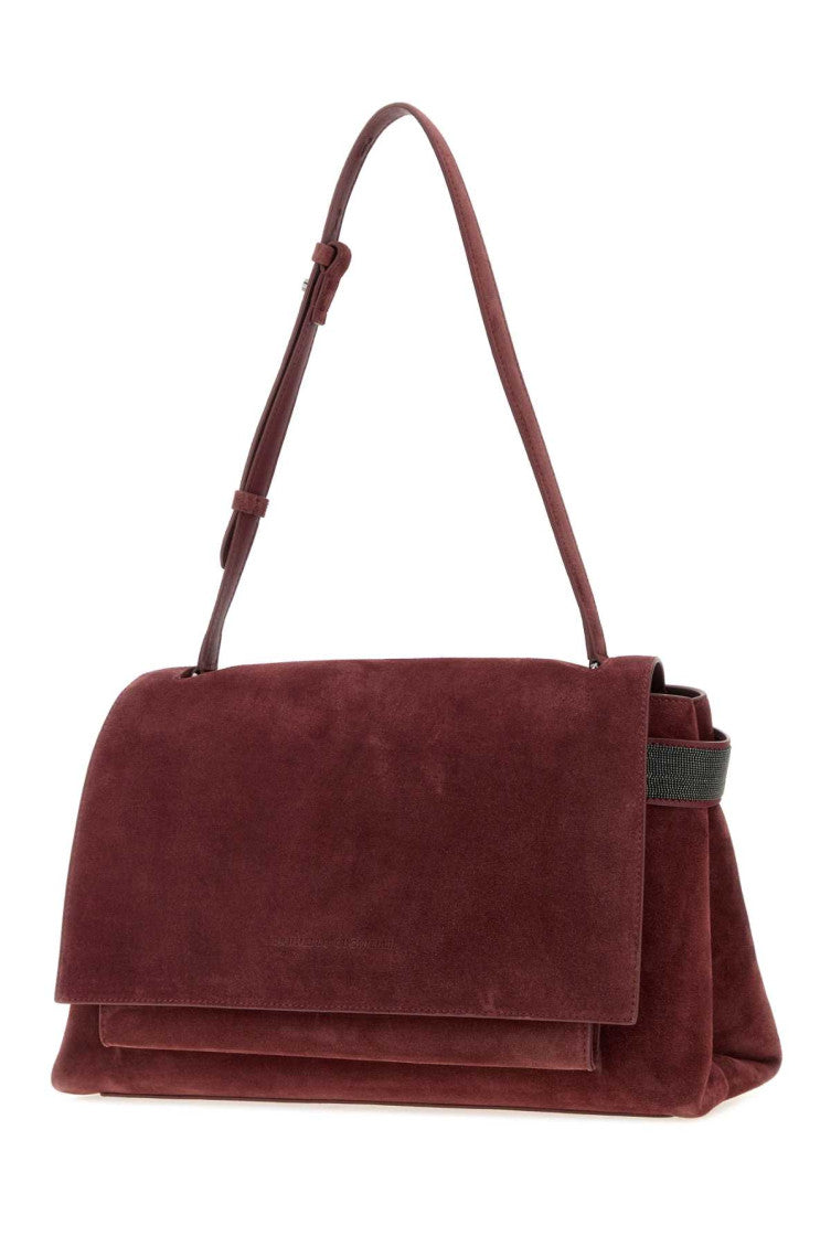 Burgundy Monili-embellished Medium Shoulder Bag 2