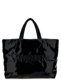 Black logo-debossed tote bag 1