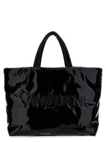 Black logo-debossed tote bag 1