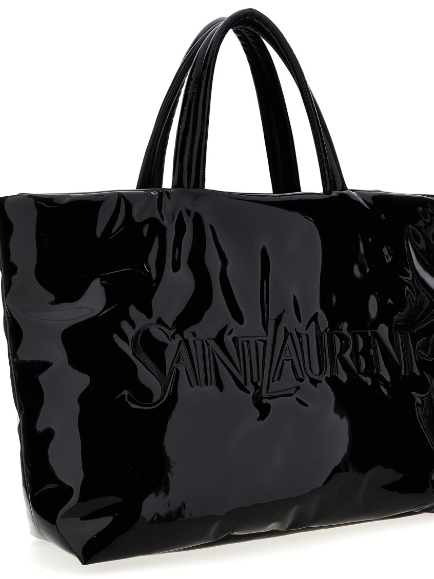 Black logo-debossed tote bag 3