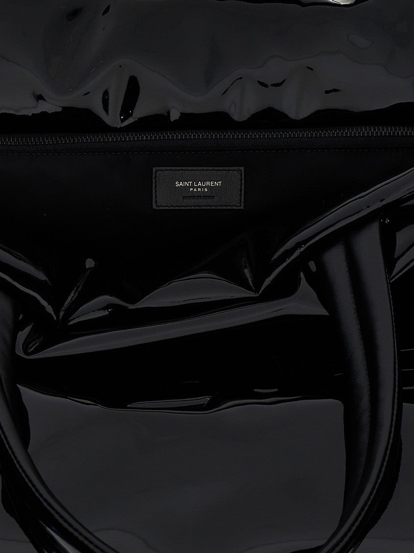 Black logo-debossed tote bag 4