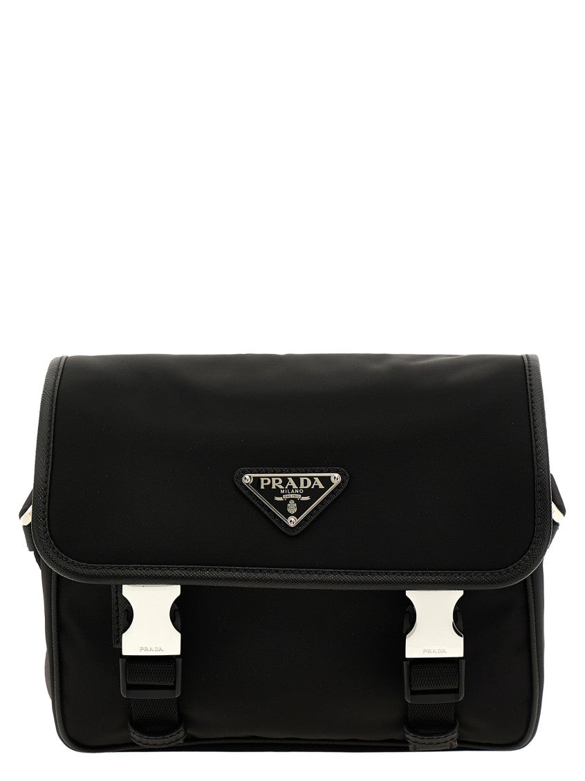Black Re-Nylon Logo Messenger Bag 1
