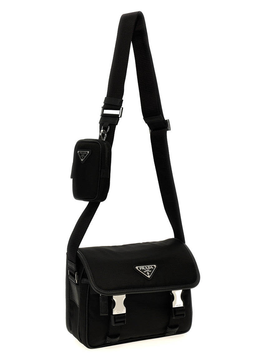 Black Re-Nylon Logo Messenger Bag 3