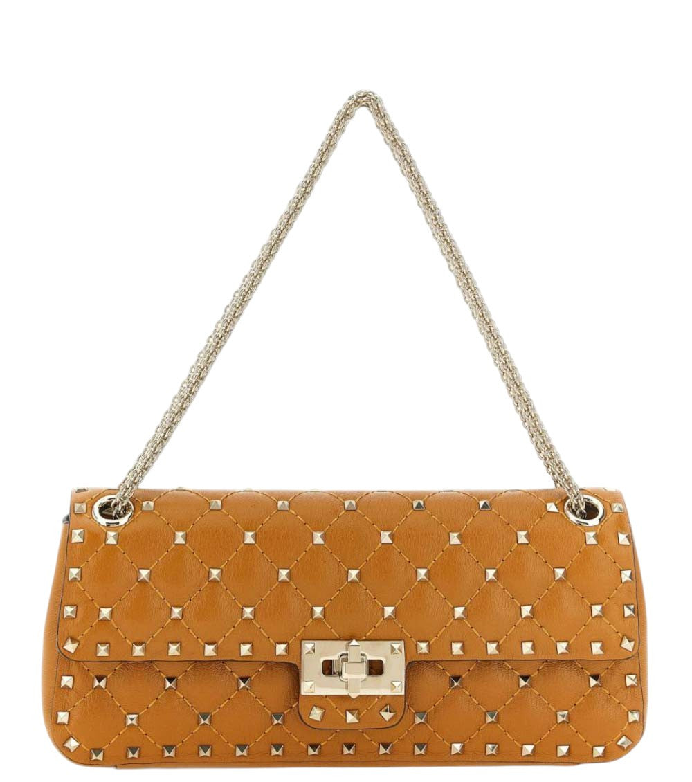 Orange Rockstud Spike Small Shoulder Bag 1