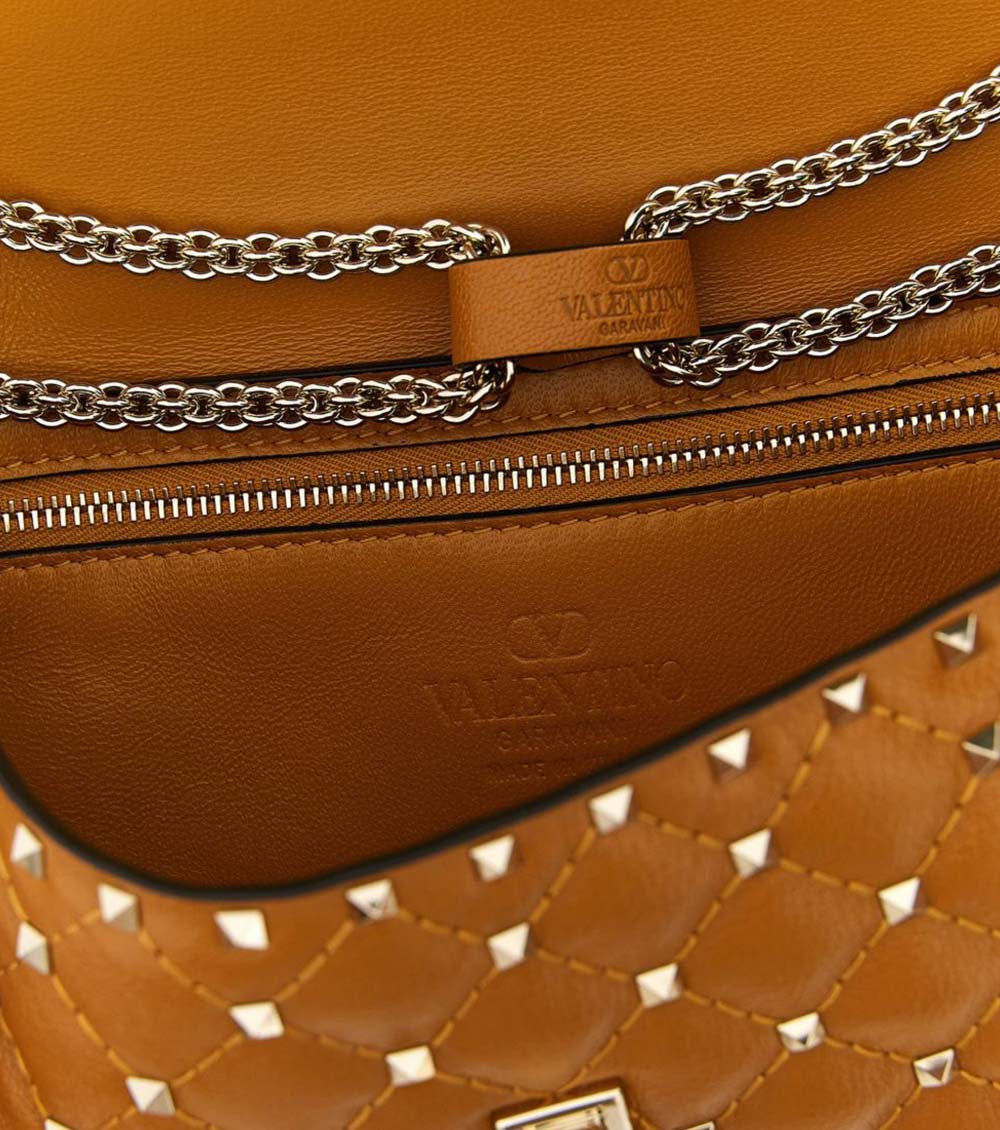 Orange Rockstud Spike Small Shoulder Bag 3