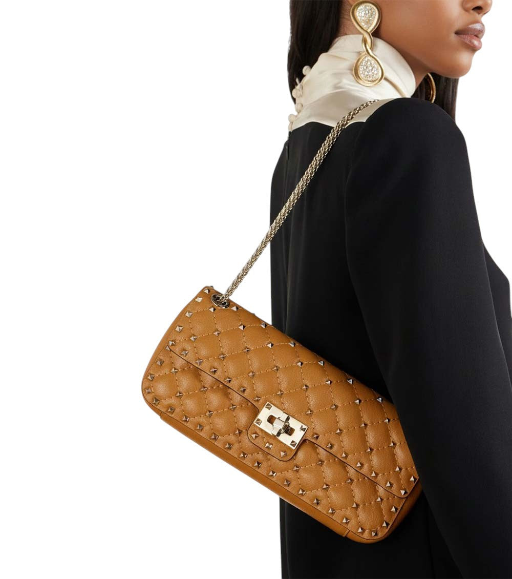 Orange Rockstud Spike Small Shoulder Bag 5