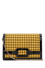 Yellow check print clutch 1