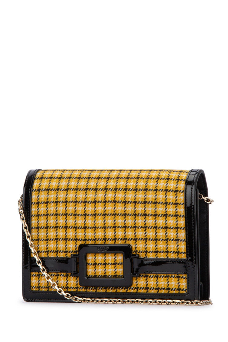 Yellow check print clutch 2