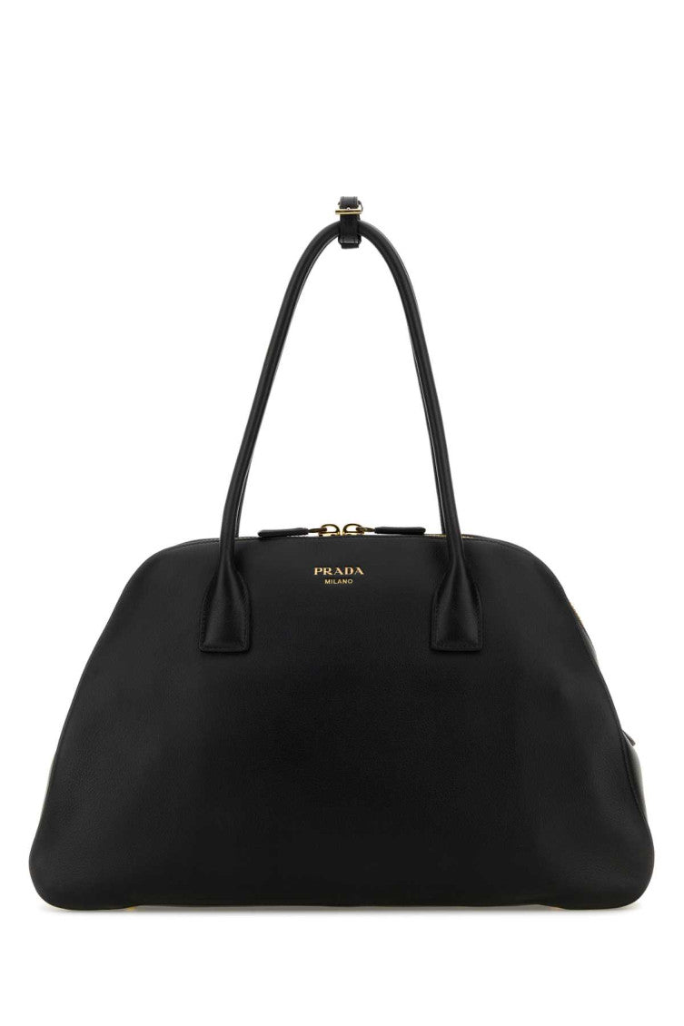 Black Logo Top Zip Large Tote 1
