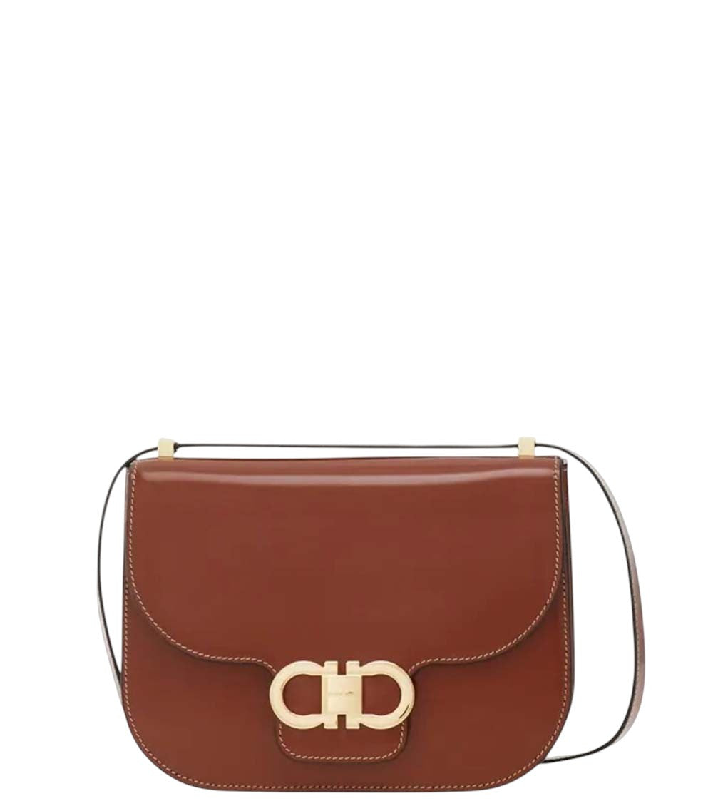 Brown Double Gancini Small Crossbody Bag 1