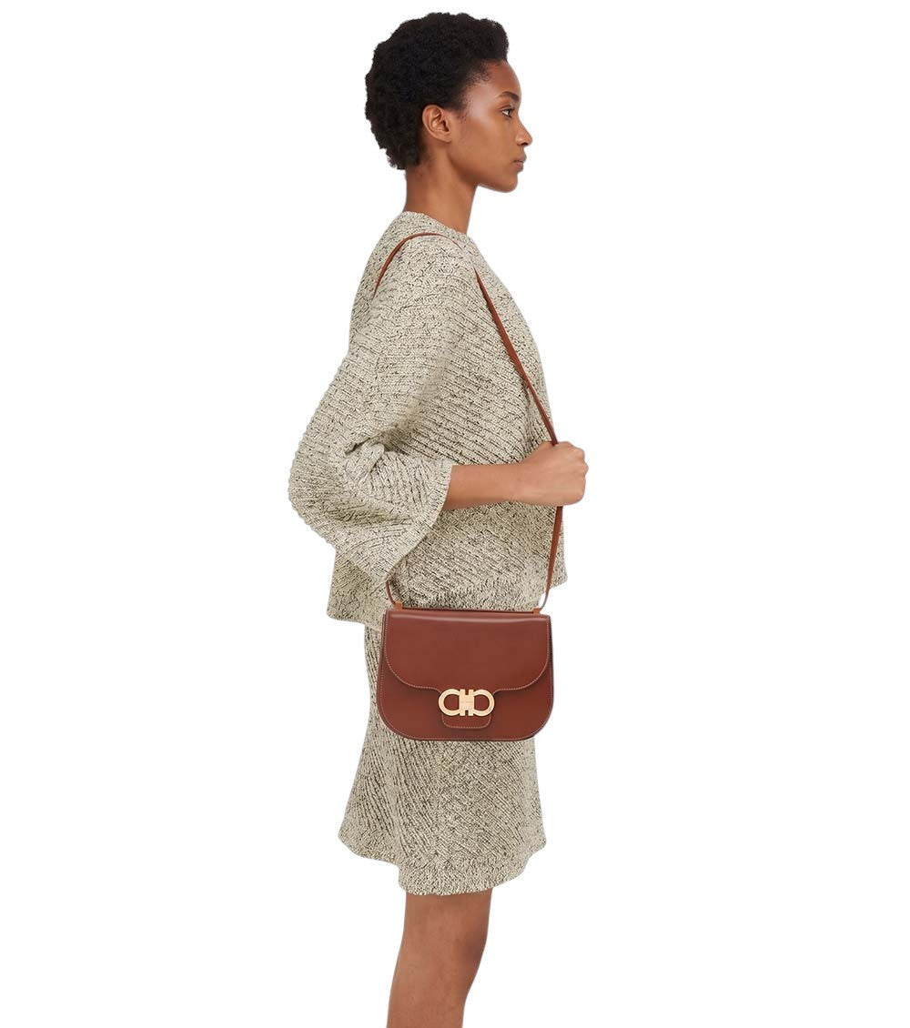 Brown Double Gancini Small Crossbody Bag 5