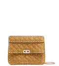 Beige Rockstud Spike Medium Shoulder Bag 1