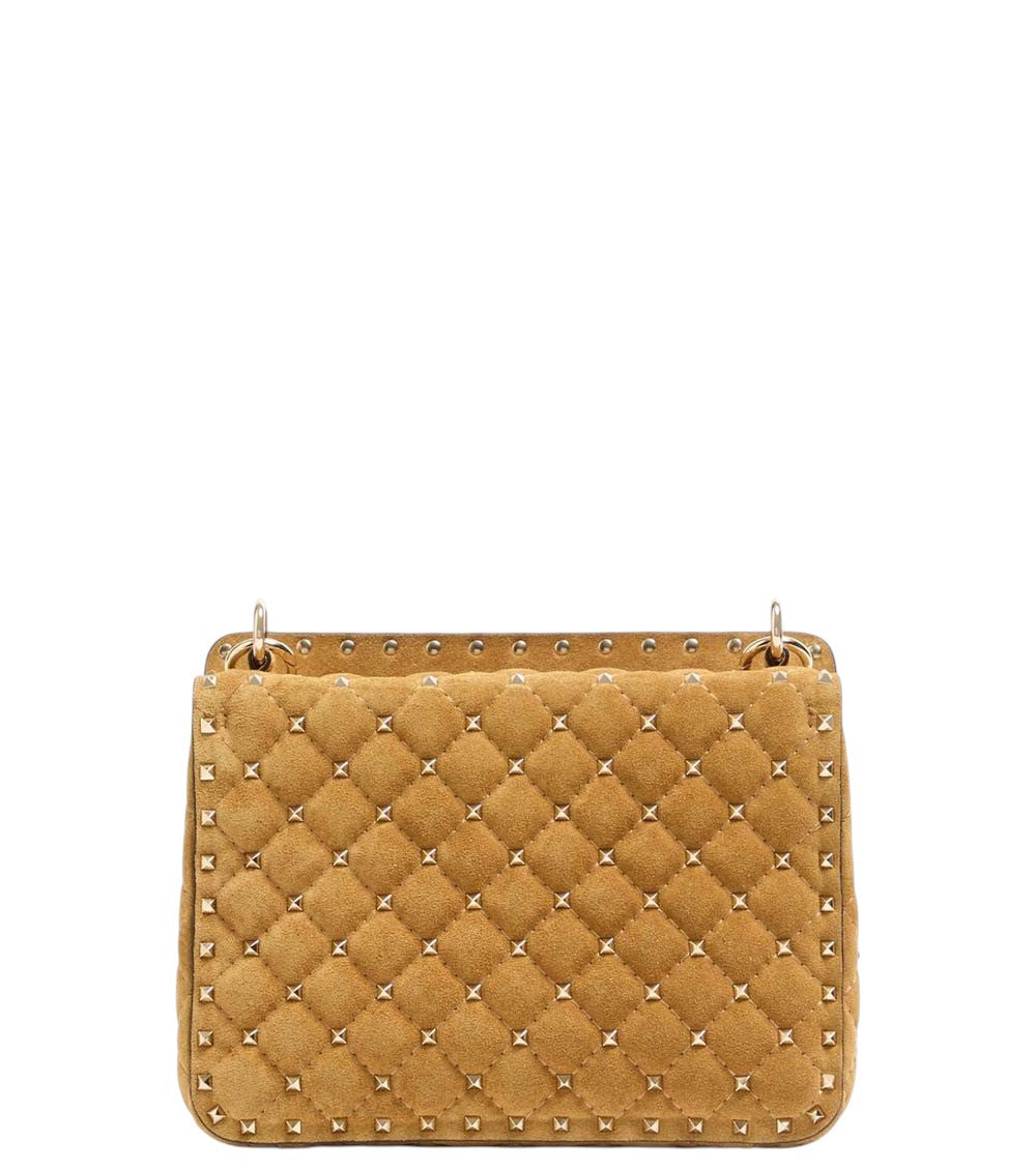 Beige Rockstud Spike Medium Shoulder Bag 2