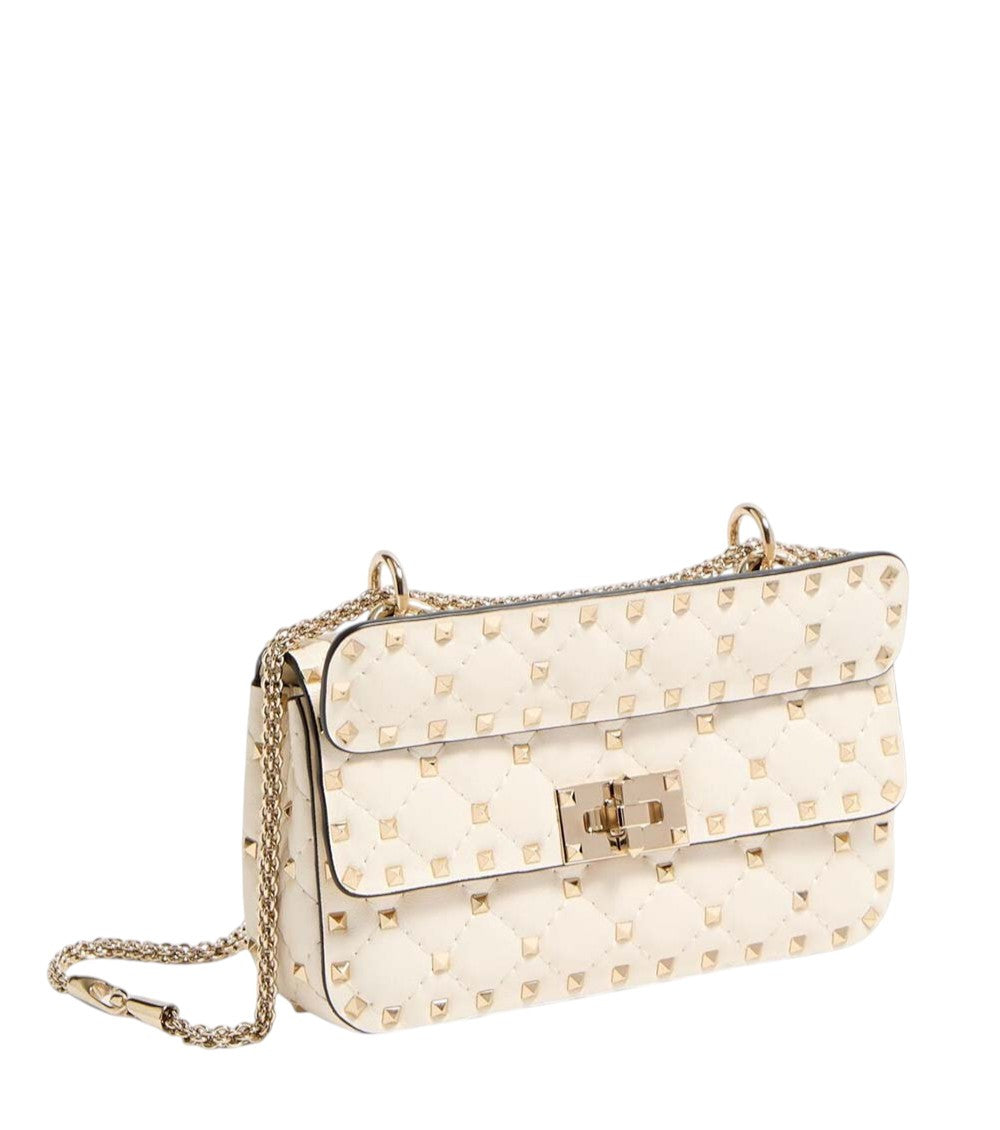 White Rockstud Spike Small Shoulder Bag 2