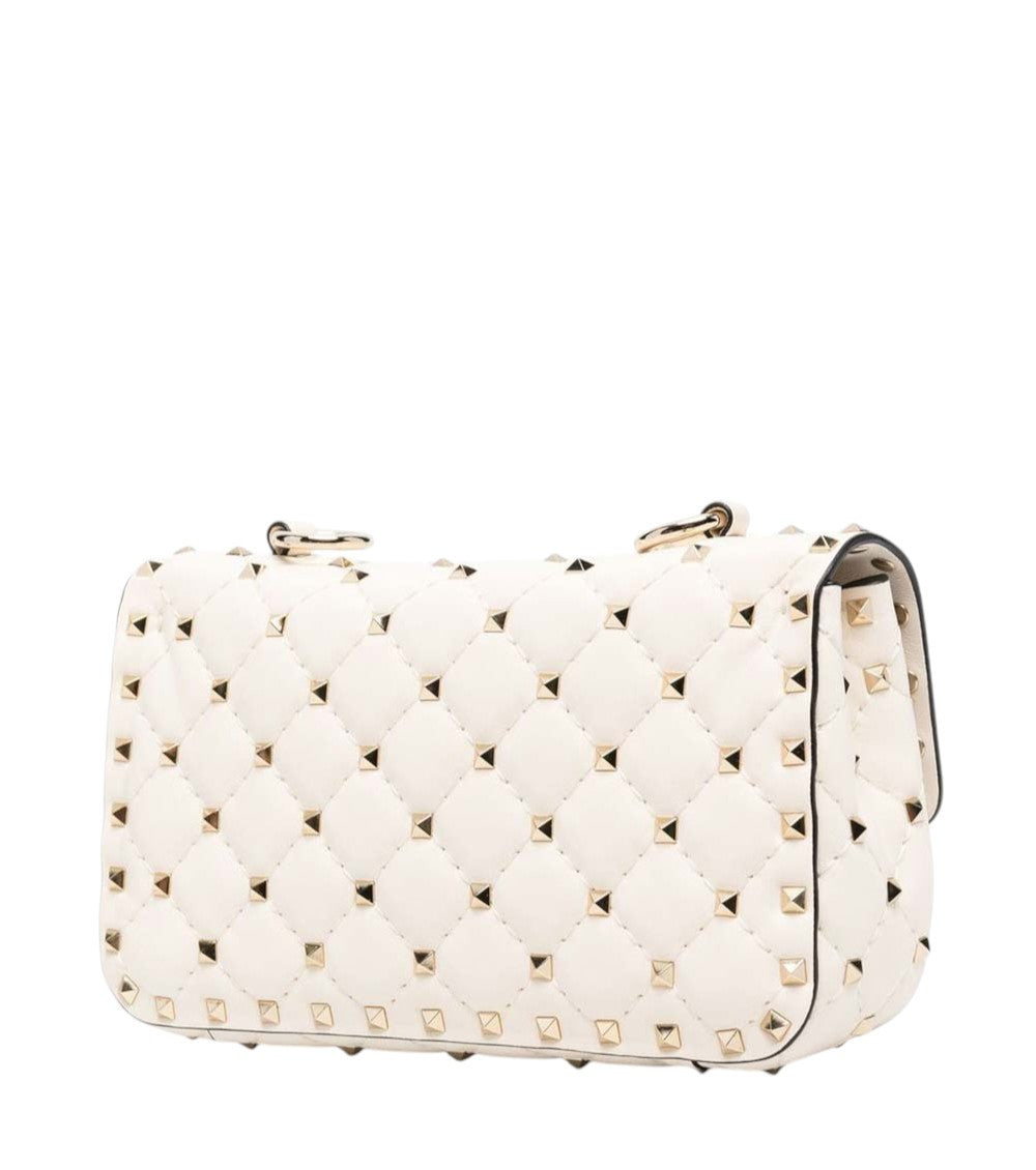 White Rockstud Spike Small Shoulder Bag 3