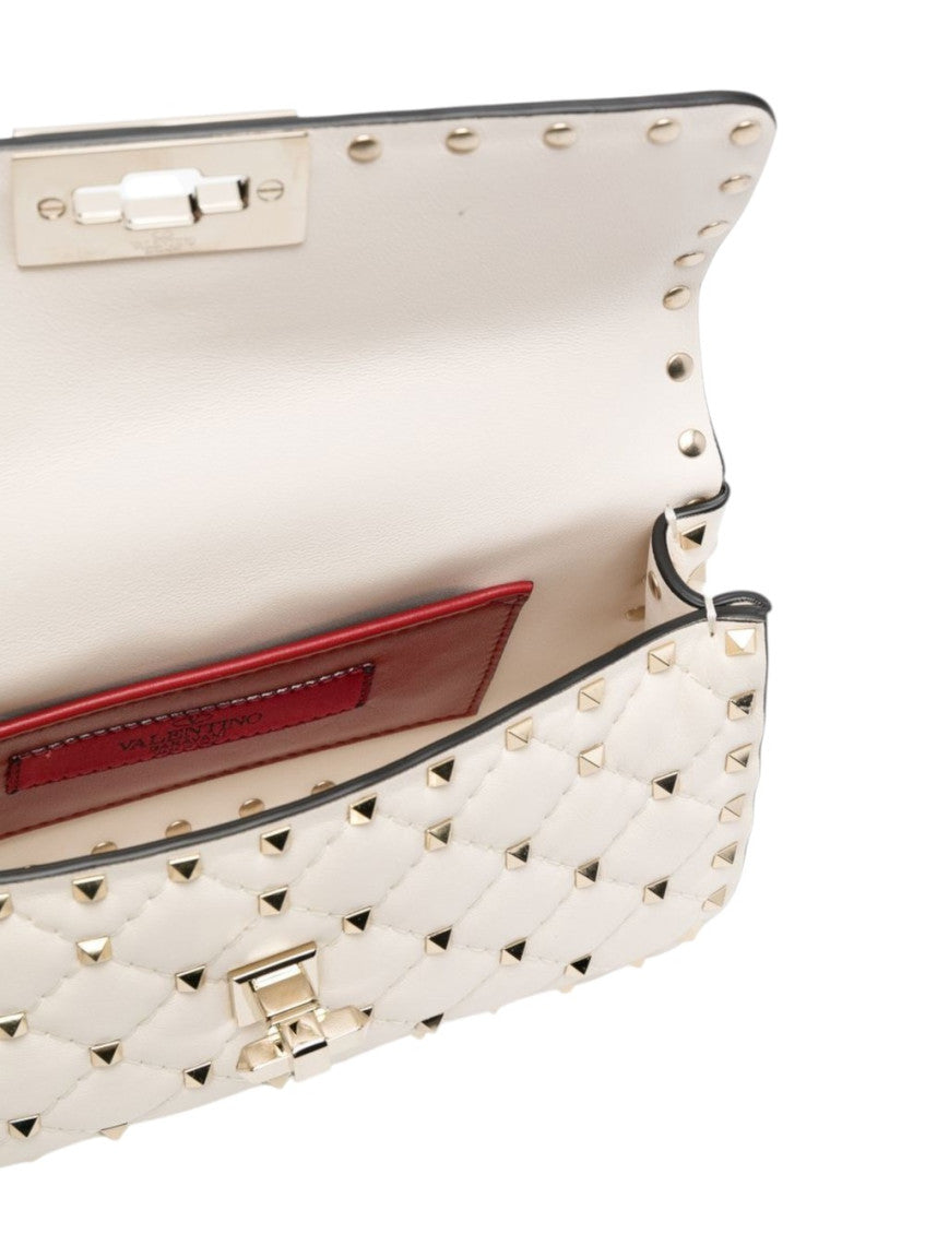 White Rockstud Spike Small Shoulder Bag 5