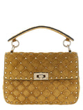 Beige Rockstud Spike Medium Shoulder Bag 1