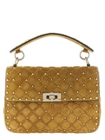 Beige Rockstud Spike Medium Shoulder Bag 1