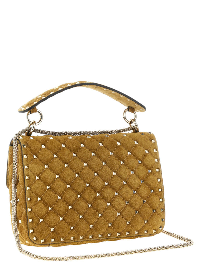 Beige Rockstud Spike Medium Shoulder Bag 3