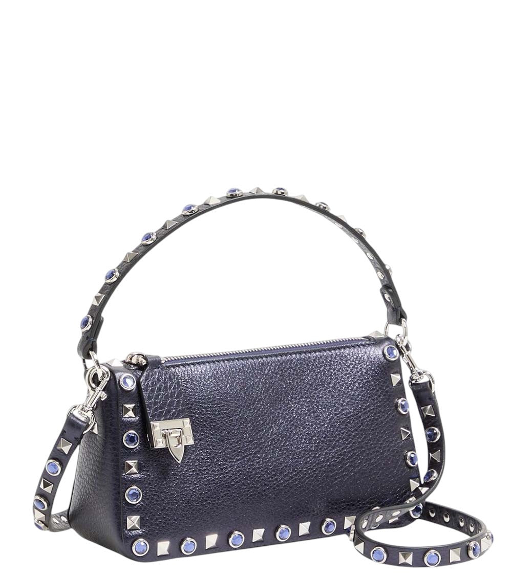Navy Blue Rockstud Small Shoulder Bag 2