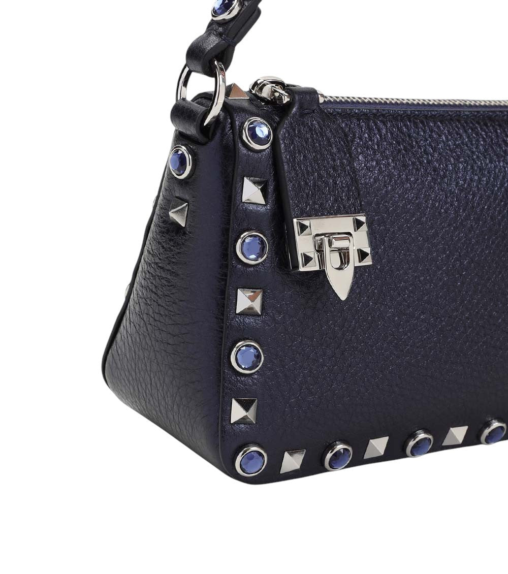 Navy Blue Rockstud Small Shoulder Bag 5