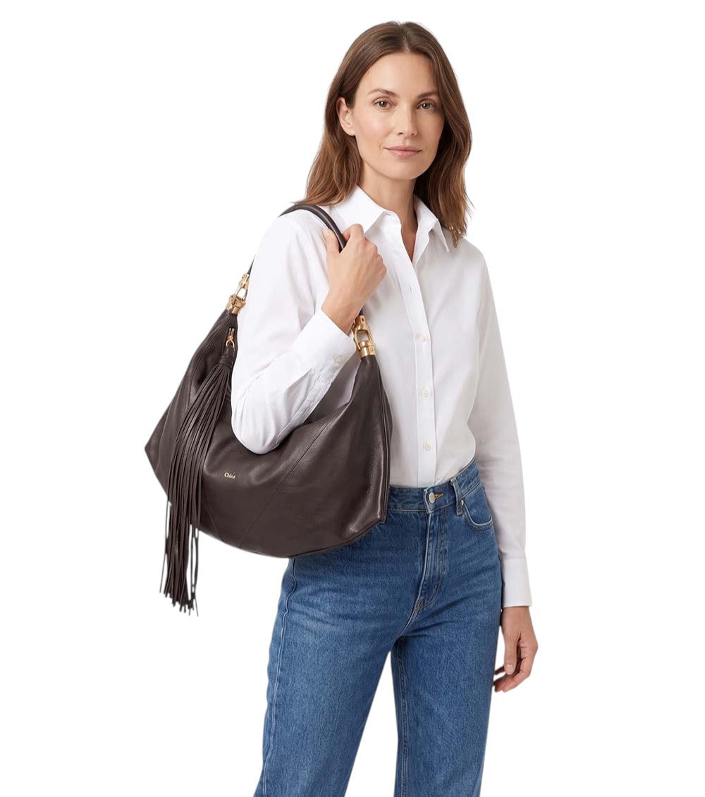 Dark Brown Foulard Medium Shoulder Bag 4