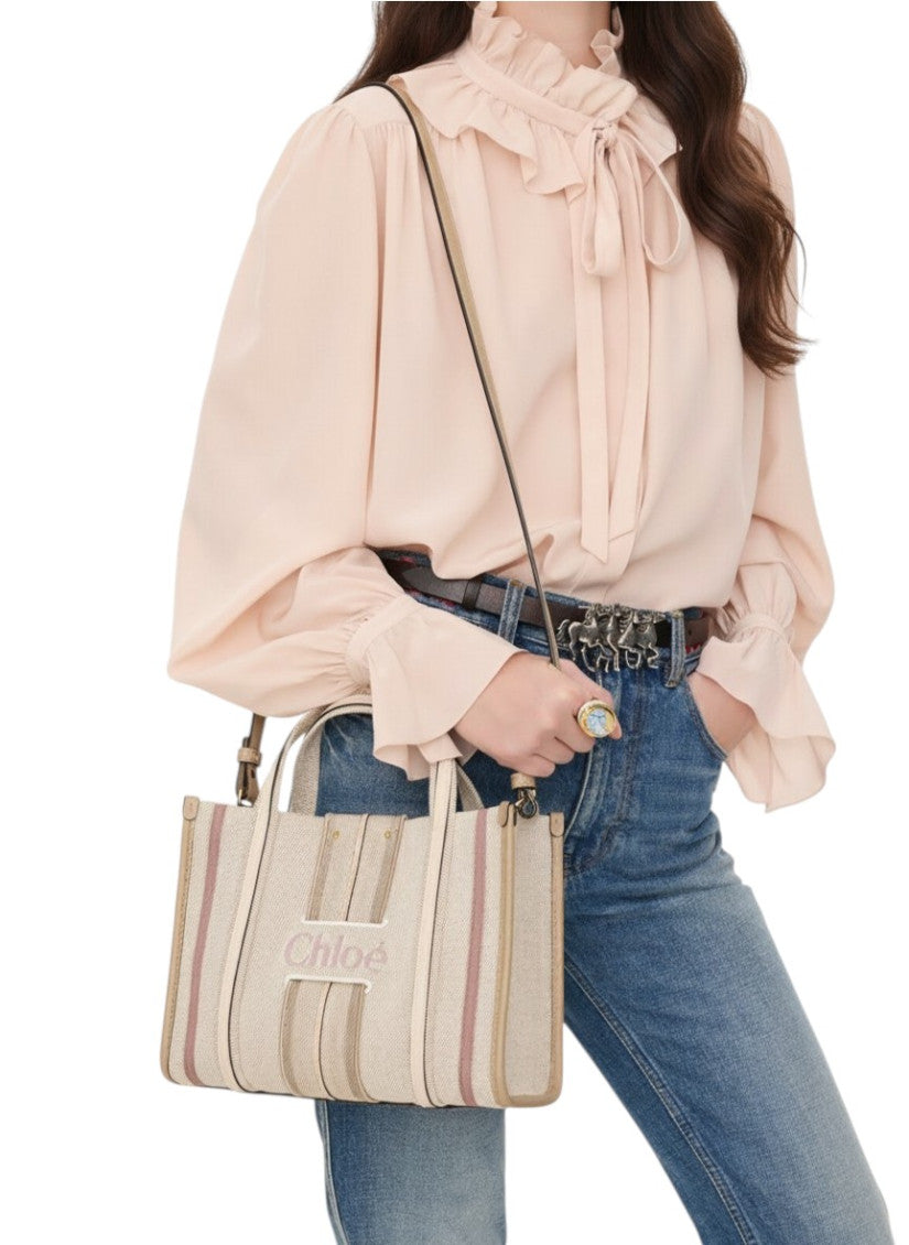 Beige Woody Loop Small Tote 5