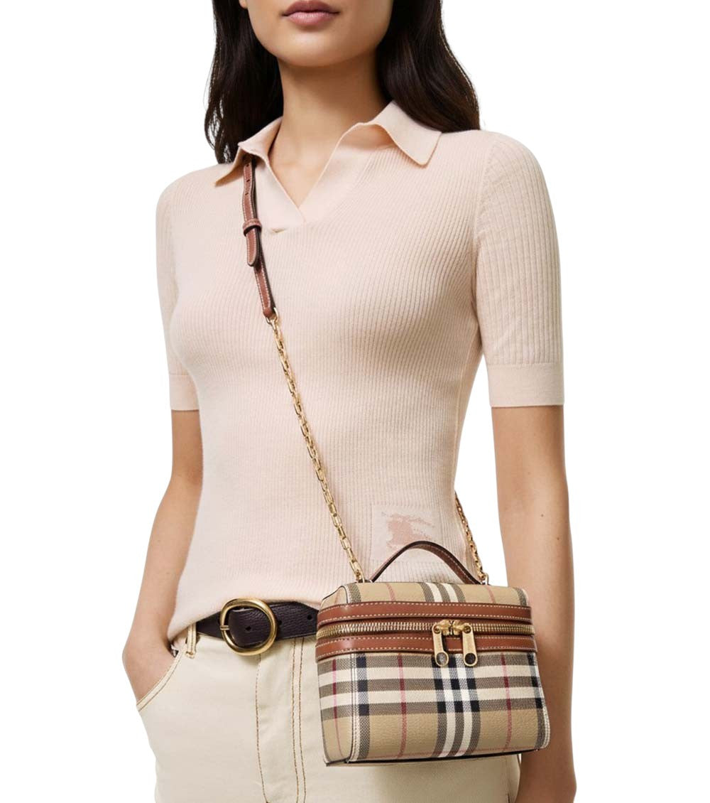 Beige Check Vanity Mini Crossbody Bag 5