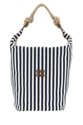 Navy Blue Striped Large Tote 1