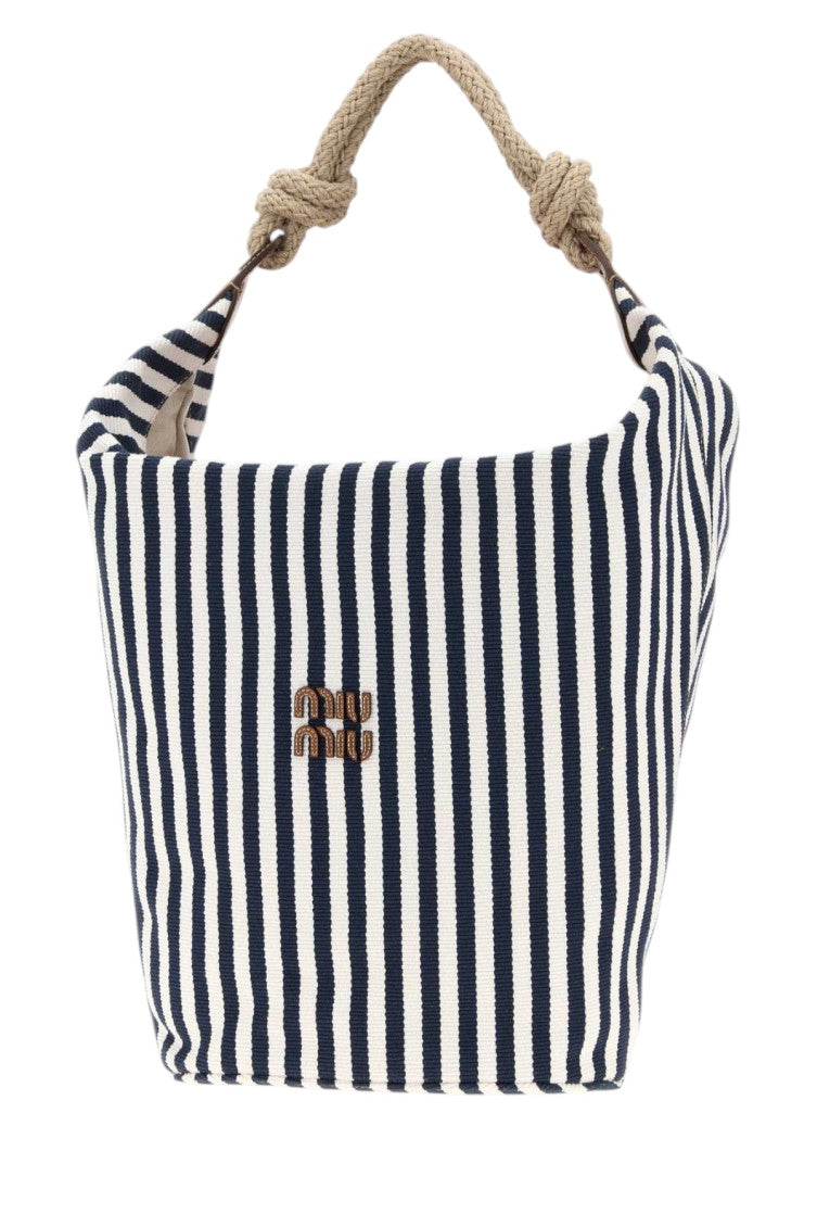 Navy Blue Striped Large Tote 2
