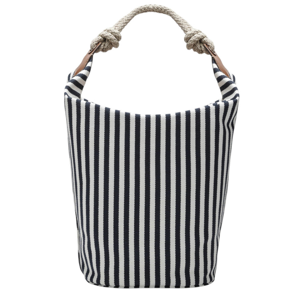 Navy Blue Striped Large Tote 3