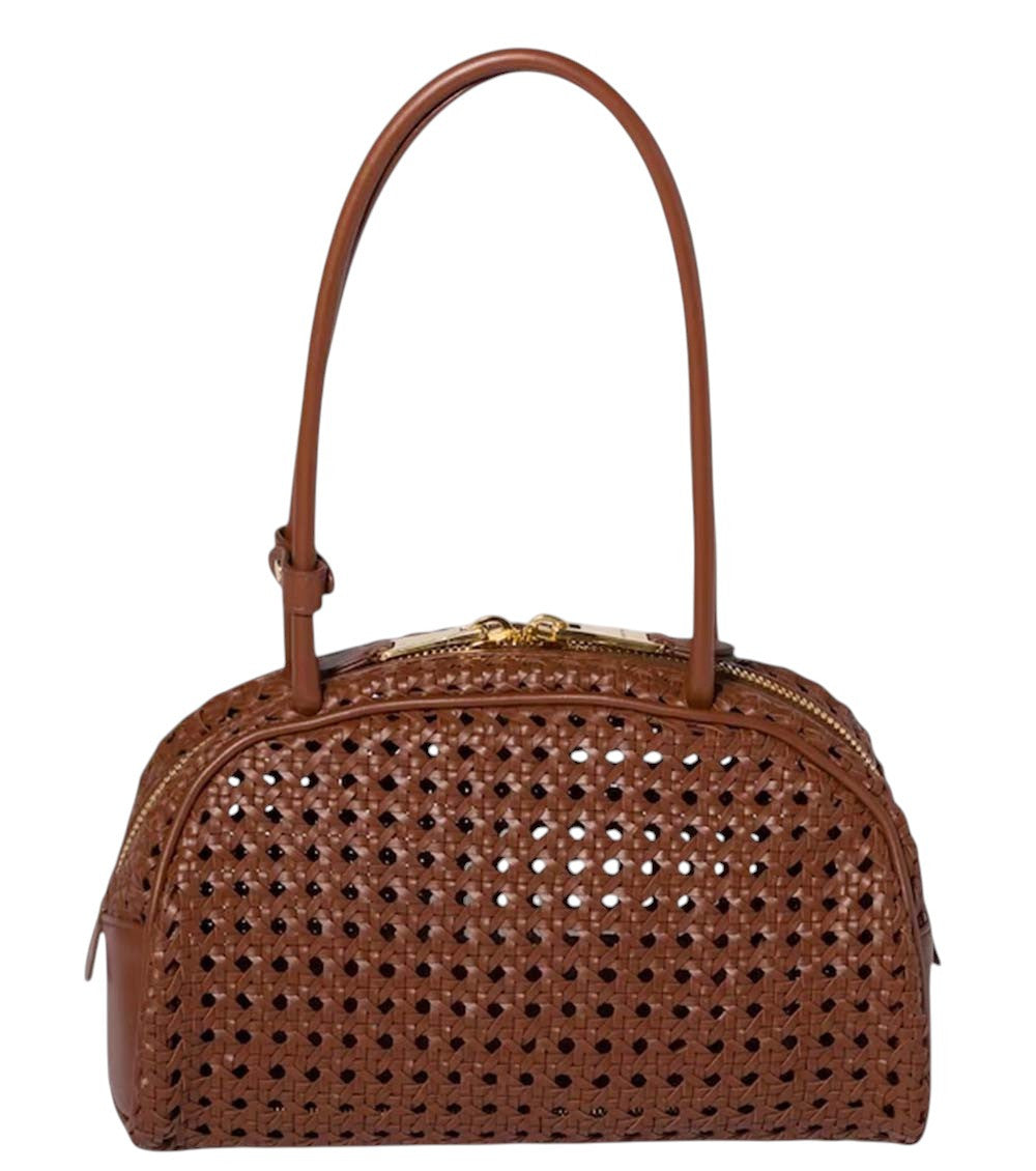 Brown Perforated Medium Shoulder Bag 3