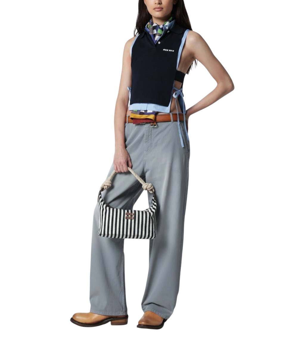 Blue Striped Medium Shoulder Bag 5